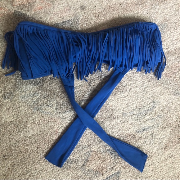 Guess Blue Fringe Bikini Top - Picture 1 of 1